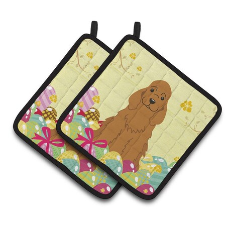 Carolines Treasures Easter Eggs Cocker Spaniel Red Pair of Pot Holders BB6095PTHD